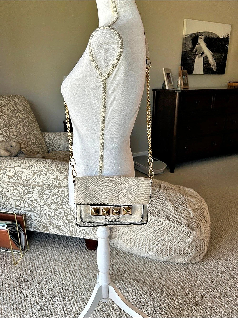 Linea pelle leather Crossbody Bag in Cream & Black